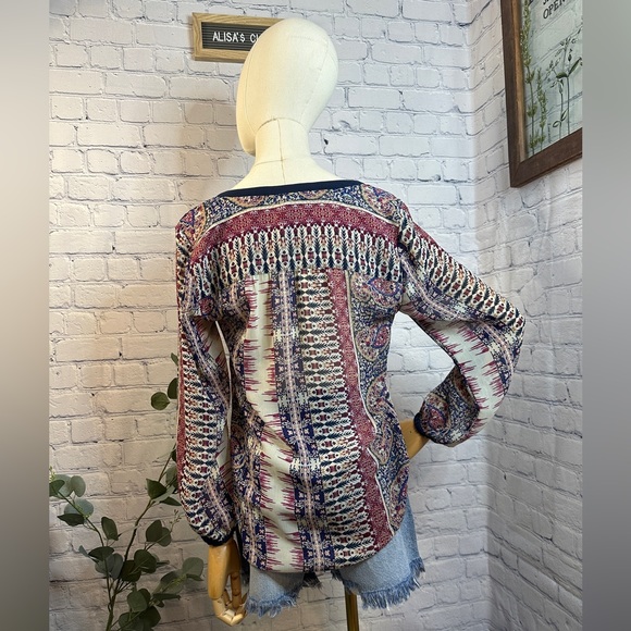 Lucky Multi-colored semi sheer Boho Blouse - Picture 4 of 6